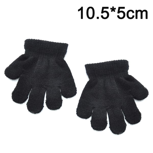 Varma enfärgade femfingerhandskar för barn black