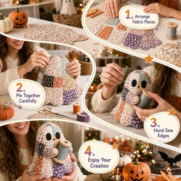 Halloween DIY patchwork sæt, sød spøgelsesplys syning, velegnet til håndlavede dekorative gaver, dedikeret til håndarbejdsentusiaster stil 2 style 2