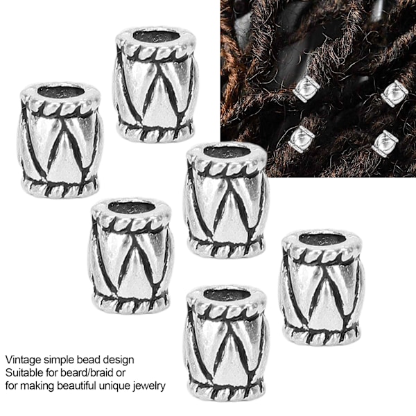 Antika Silver Tunnpärlor Legering Metall Retro Design Stora Hål Distanspärlor för Hår- och Skäggflätning DIY Smyckestillverkning Hantverk Kvalitetspärlor Fina