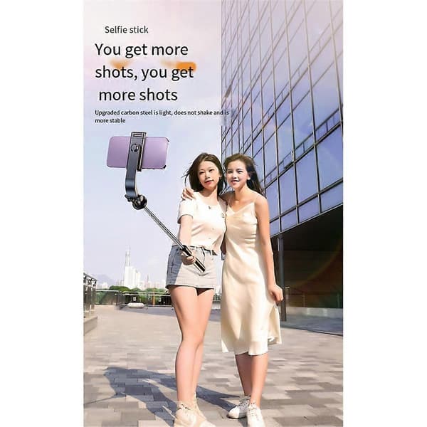 1,7M Bluetooth Selfie Stick Anti-Shake Mobiltelefon Gimbal Stabilisator Sammenleggbar Monopod for Mobil Livekringkasting