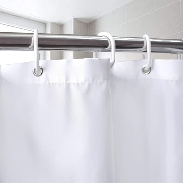 Ensfarget polyester mikrofiber malje gardin, hvit