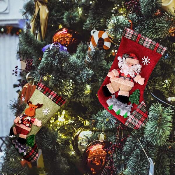 2 stycken julstrumpor Stor presentpåse för julgransdekoration, Jultomte-tema godispåse, ren