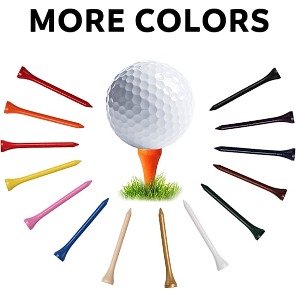 Golf Tees, 2 3/4 tum, 70 st, Professionella Deluxe Trä