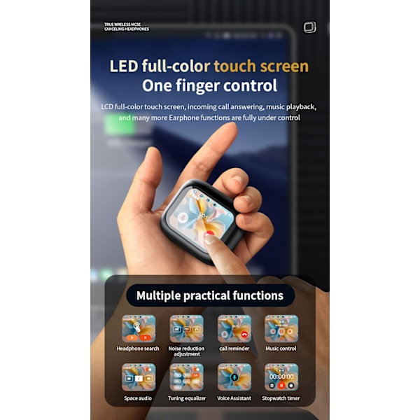 LX-10 Fuld-farve Touchscreen ANC TWS Bluetooth Øretelefoner