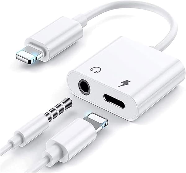 1 stk. hovedtelefonadapter til iPhone 2 i 1 Lightning til 3,5 mm jackstik H