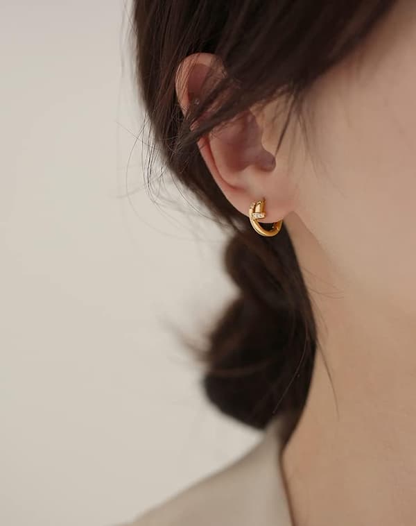 Øreringe Små Creoler til Kvinder Forgyldte Hypoallergene Cubic Zirconia Mini Guld Sølv Creoler til Kvinder