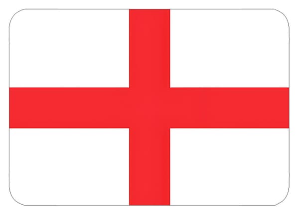 England flag køleskabsmagnet: 6,7 cm lang og 4,7 cm bred