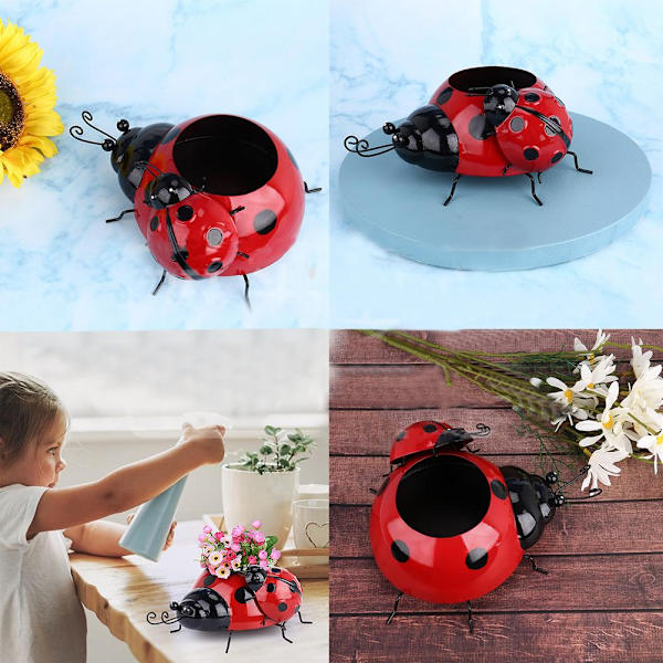 Metall nyckelpiga blomkruka insektsdesign blomkruka för