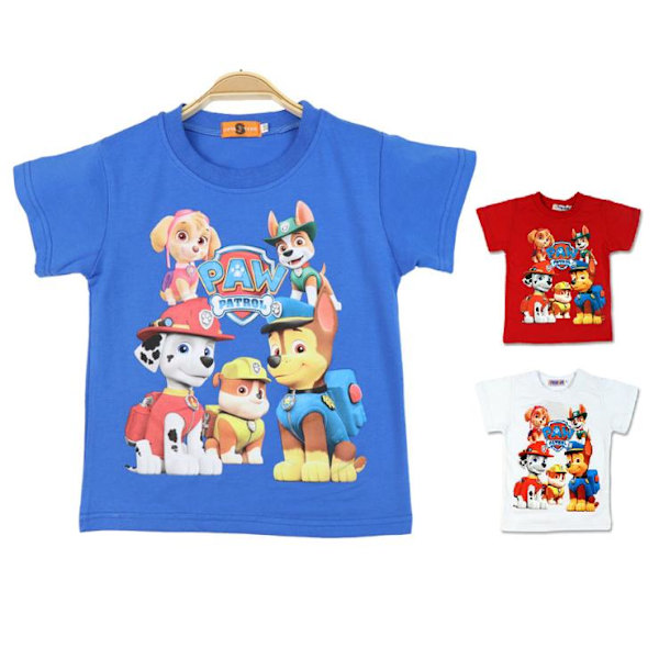 Barn T SHIRT PAW PATROL  3 Färger 2 Storlekar White white 110 Blue 120