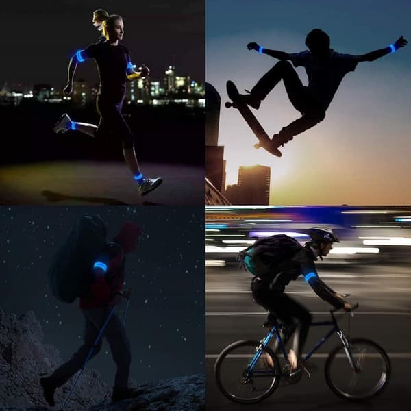 2 st. Laddningsbara LED-armband, Reflekterande LED-löpararmband