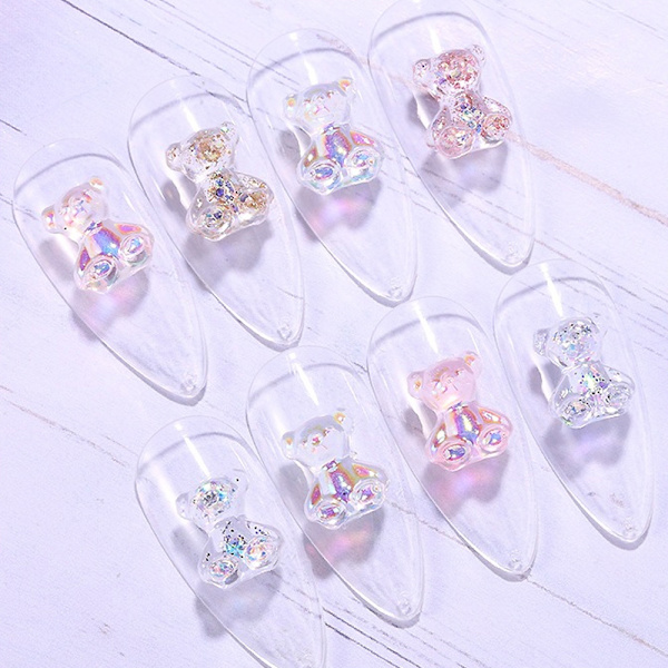 80 st Nail Bear 3D Nail Charms för Resin Nails Dekoration Kits