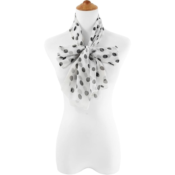 Mjuk blommig sjal för kvinnor, chiffong, genomskinlig scarf CLT01 Polka Dot-white Black