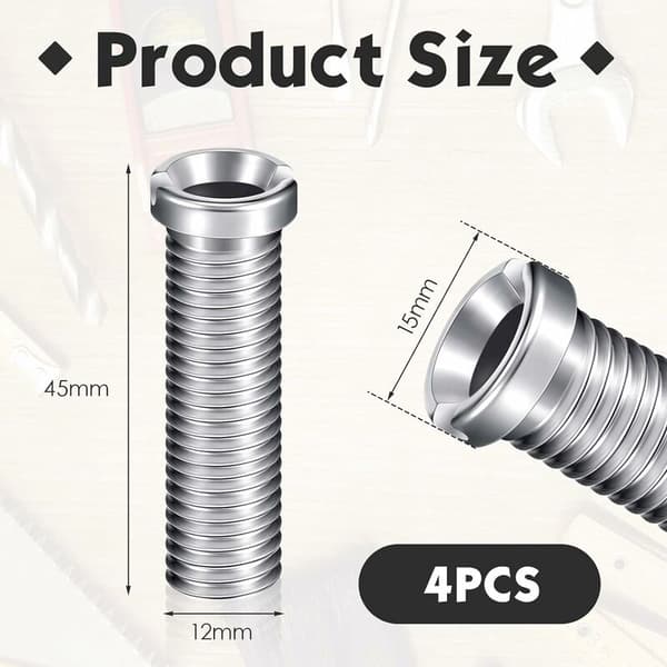 4 Vaskkurv Skruer 45mm Rustfrit Stål Aftapningsskruer, Vaskbolt