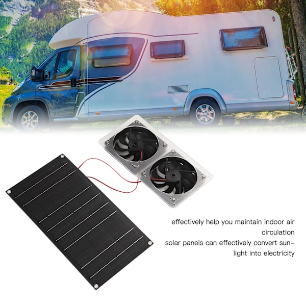 Solcellsdriven luftutsug Vattentät 100W Solcellsgenerator Dubbel Utsugsfläkt för Husbil Yacht Växthus Badrum