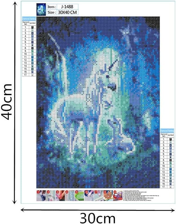 5D Diamantmaleri Sæt 30x40cm DIY Farverig Hest Diamant Kunst Sæt