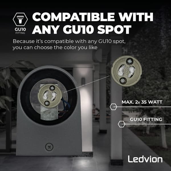 LED Ulkoseinävalaisin - Hiekanharmaa/Antrasiitti - Pyöreä - Double Si
