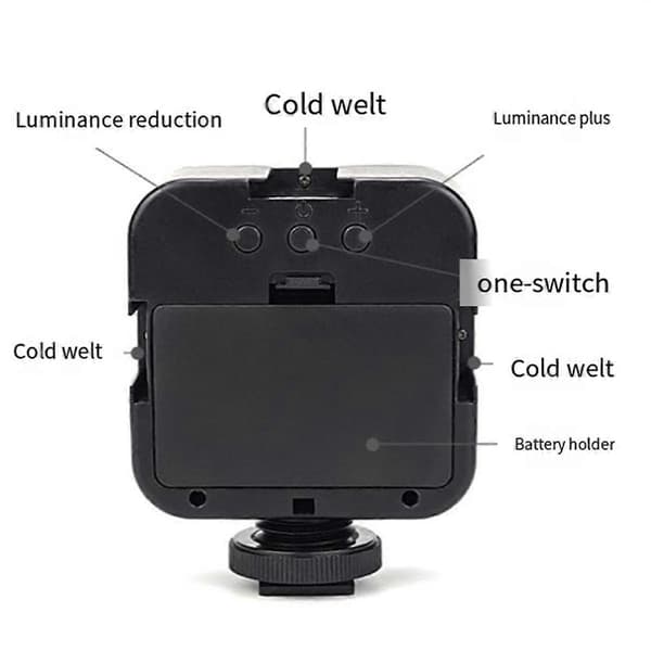 49 LED 5W Mini LED Videolys Fotografering 6500K Fyllelampe Dimbar Blitsskoadapter for Universalkamera