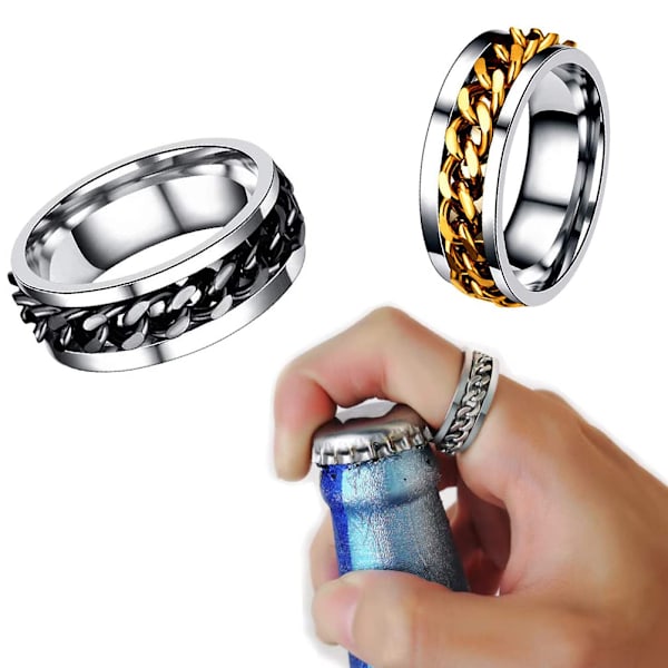 2 st/4 st Fashion Par Ringar i Rostfritt Stål Ring Rotatable
