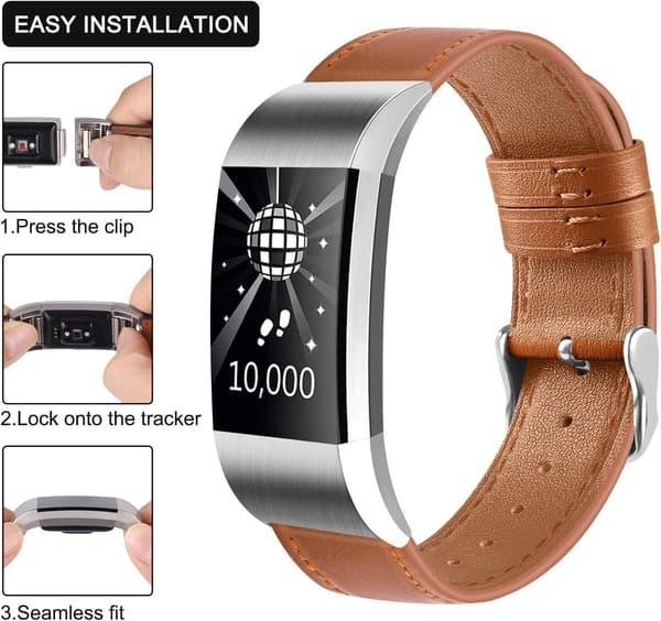 Stropp Kompatibel Fitbit Charge 2 Lær Sport Kvinner Menn, Justerbar