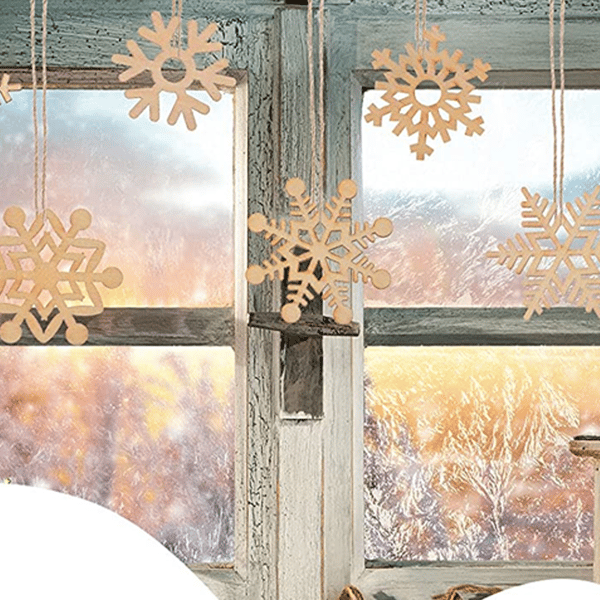 Juletrepynt i tre, snøfnuggformede dekorasjoner, trehåndverk DIY-tilbehør style 1
