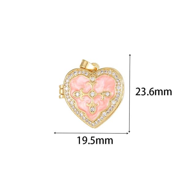 Makaronfärgad emaljerad hjärtformad fotoramsberlock pink
