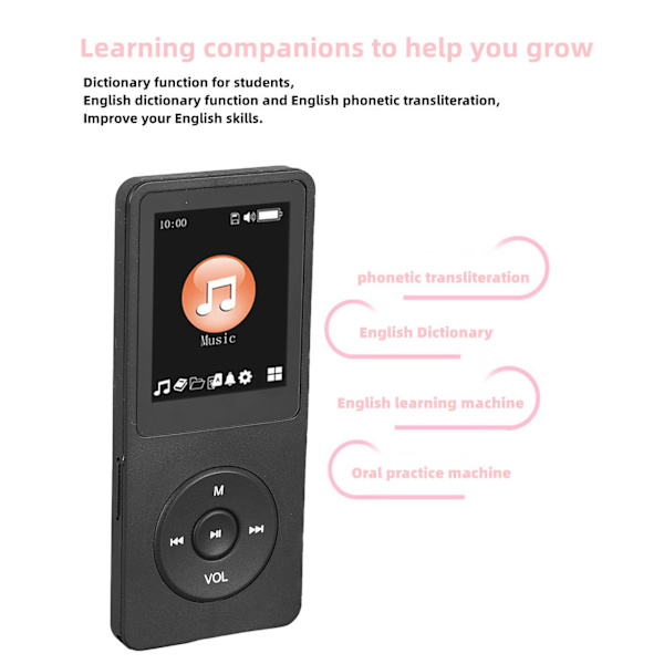 Trådlös MP3-spelare HiFi Ljudenhet Brusreducering Inbyggd Ordbok Kompakt Lätt Bluetooth Aktiverad Lång Batteritid Stödjer