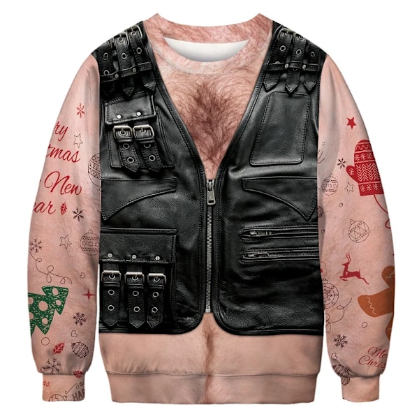 Jul 3d digital utskrift Roligt mönster par rund hals tröja 5xl överdimensionerade män/kvinnor med samma modetrend style 1 L style 1 L