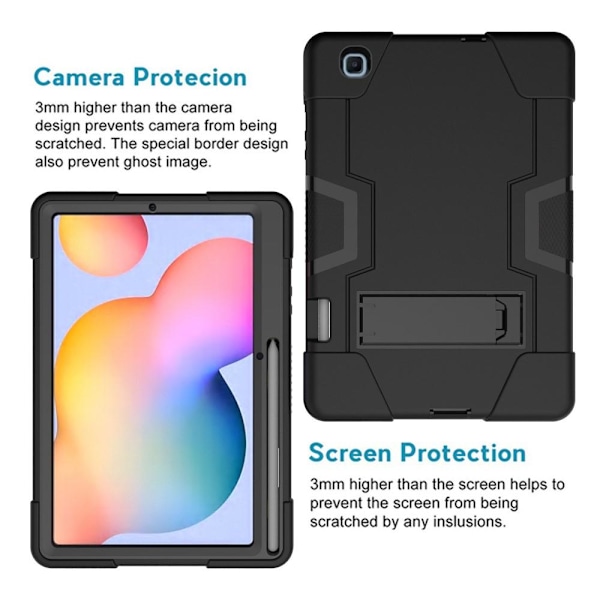 Samsung Galaxy Tab S6 Lite - Shockproof Hybrid Skal Med Kickstand - Svart