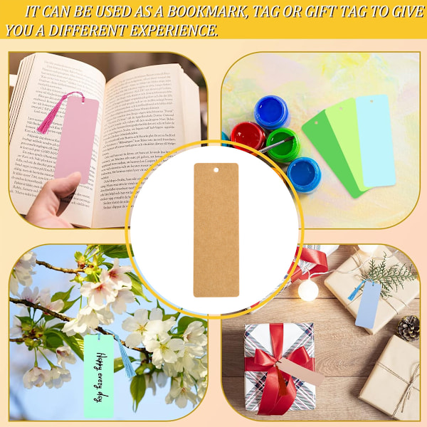 Färgade bokmärken i papper, för DIY-klassrumsprojekt, skolehantverk, presentetiketter, 50-pack Style 2