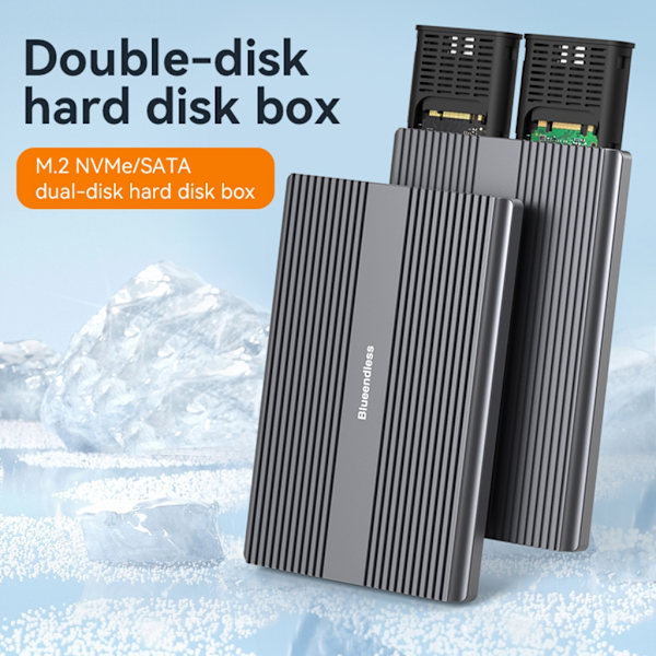USB 3.1 TypeC 10 Gbps gratis Dual-Bay Dual-Protocol M.2 NVMe/Sata 2bay SSD-hölje flammande hastighet 10 Gbps/5 Gbps m.2 sata and m.2 nvm m.2 sata and m.2 nvm