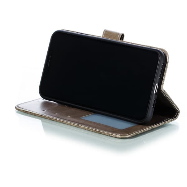 Tilpasset etui til Samsung A02S (europæisk version) med præget blondemønster og kortplads gray