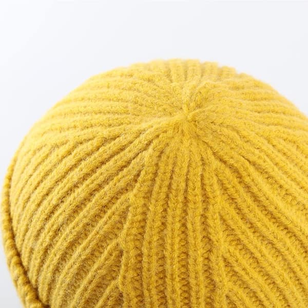 Herre Dame Vinter Ribstrikket Hue med Opsmøg Varm Tyk Skull Cap