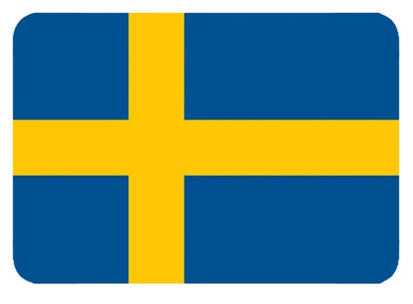 Svensk flagg kjøleskapsmagnet: 6,7 cm lang og 4,7 cm bred