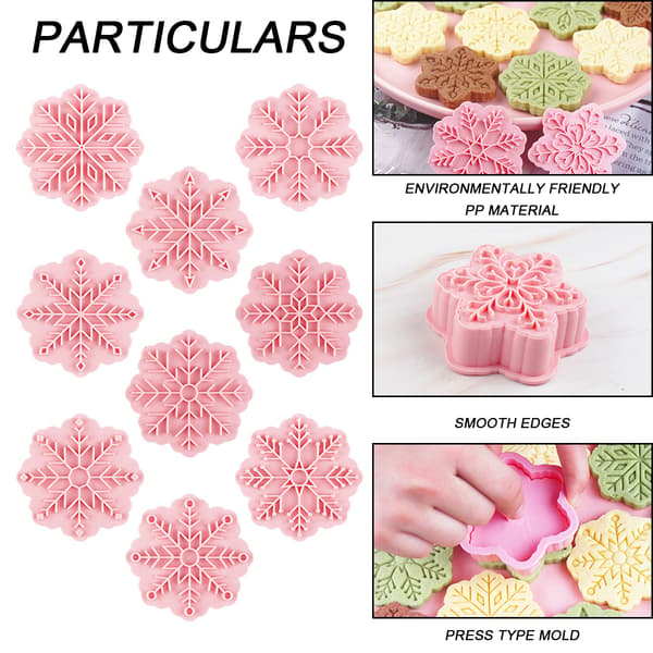 9 st Snöflinga Kakformar Dekorering Fondant Präglingsverktyg Julkakformar Snöflinga Kolv Tårtform Snowflake B