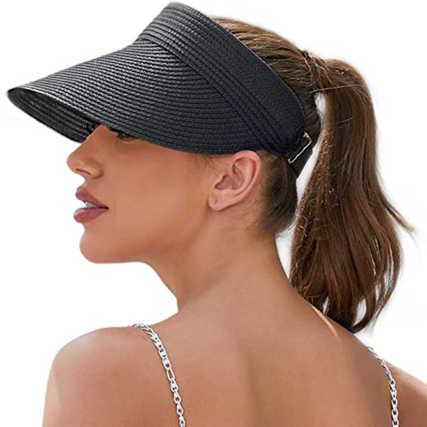 Solskydd Visor Hattar för Kvinnor Bred Brätte Halm Visor Dam Vikbar