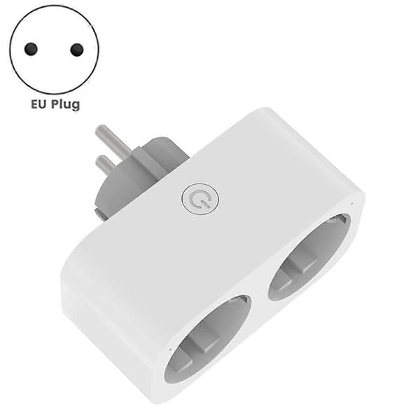 TUYA Smart Wifi Dobbeltstik 16A 2-i-1 Stikkontakt Smart Home Timing APP Stemmestyring Arbejde CLY809M EU Stik