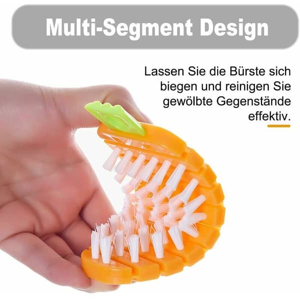 3-pack Flexibla Grönsaksborstar för Köksrengöring Orange Morot