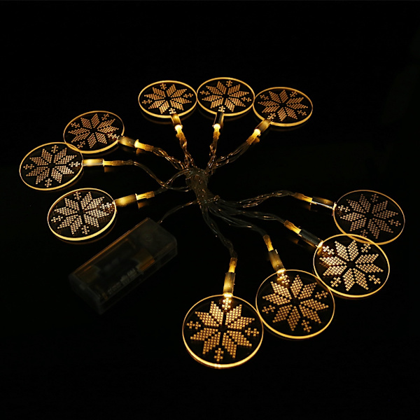 178cm 10LED Akryl Disk LED Ljus Lampsträng för Fest Högtidsdekoration Snöflinga