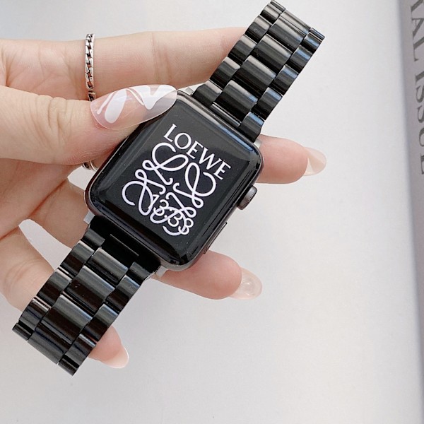 PC Klockarmband Ersättningsarmband för Smartklocka med Metallspänne för Iwatch 1 2 3 4 5 6 7 Se Svart 38 40 41mm