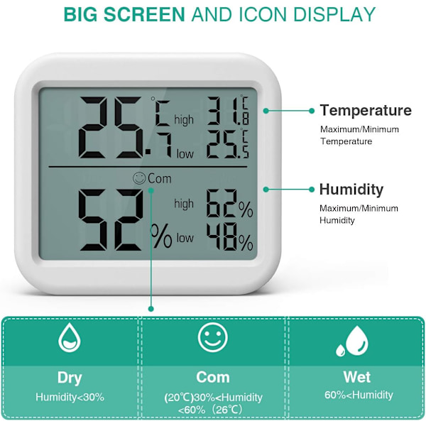 Mini digital termometer hygrometer, inomhustemperatur och