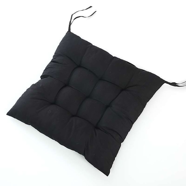 Set med 4 stolsdynor med band storlek 40x40 cm fylld sittdyna, svart