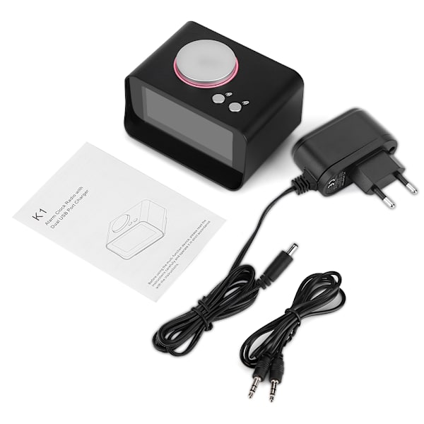 Digital LCD-väckarklocka FM-radio med högtalarfunktion + Dubbel