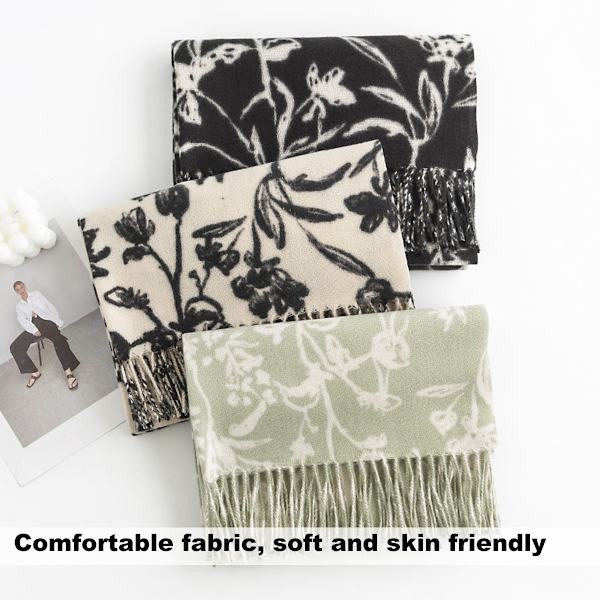1 Enkel Tryckt Mjuk Faux Cashmere Scarf Tassel Scarf Vinter