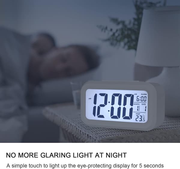 Digital vekkerklokke, LED vekkerklokke med temperatur, slumrefunksjon