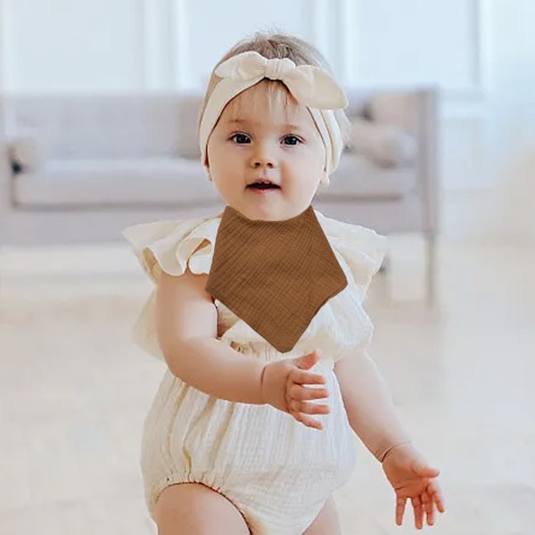 Musslin Haklappar för Bebisar, Mjuka Triangulära Baby Bandana Dregelhaklappar för Pojkar och Flickor, Enfärgade Haklappar för Dreglande och Tandsprickning Style 3