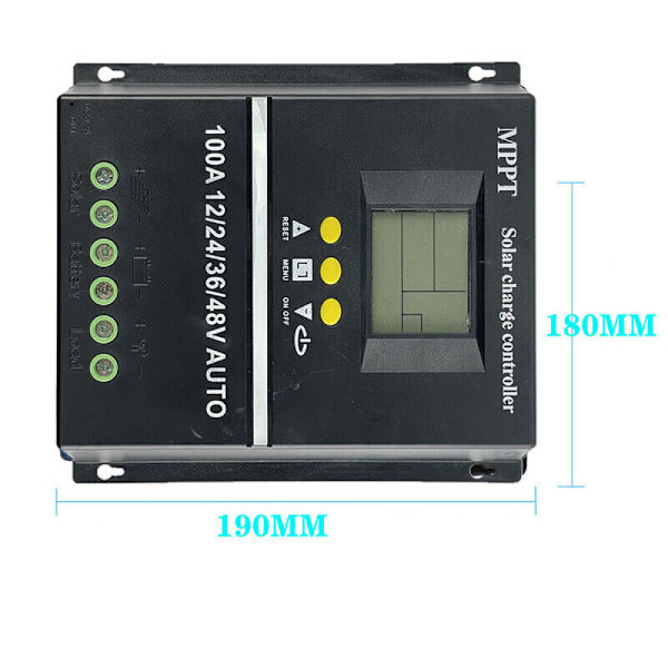 100A MPPT Solar Charge Controller 12V 24V 36V 48V PV Batteriregulator Dobbelt USB