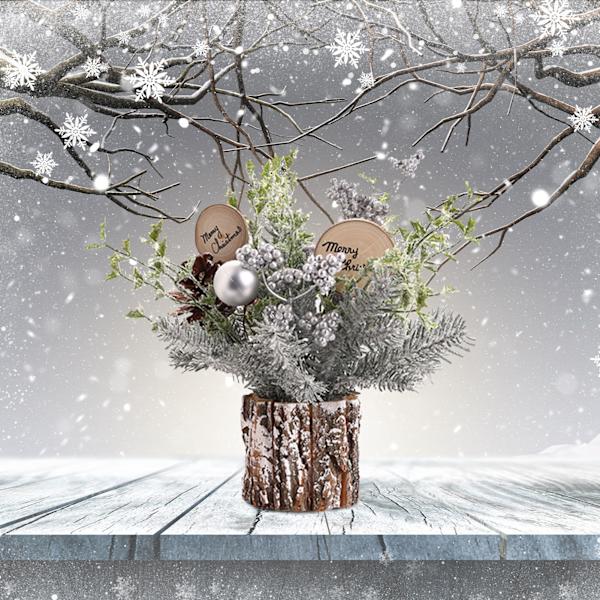 Mini julgransdekorationer 35 cm flockande tallkotte
