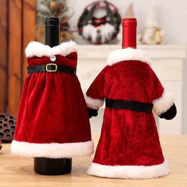 2 Pieces Santa Wine bottle Cover 2 Pieces Christmas Mini Wine