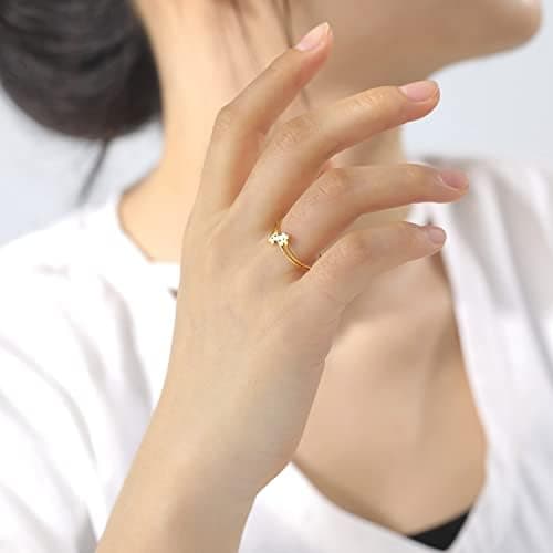 Daisy Blomsterringar för kvinnor Guld Daisy Ring Minimalistisk Stapelbar Ring Rostfritt Stål Statement Fingerband Ring Enkel