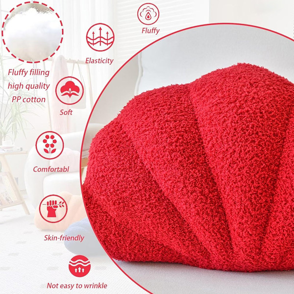 Snäckformade Prydnadskuddar, Mjuk Heminredningskudde Plyschkudde för Säng Soffa Vardagsrum Dekor Accent Prydnadskudde Bright red